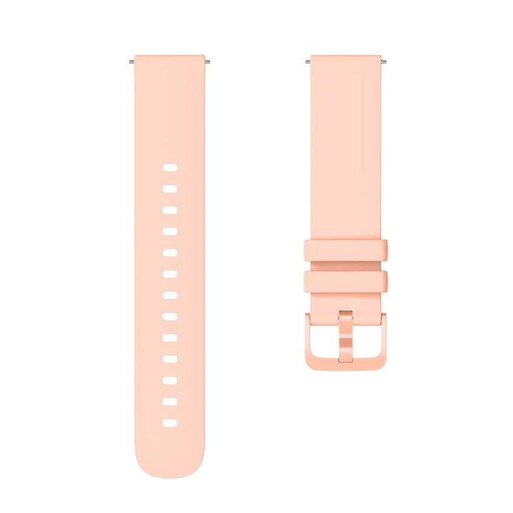 Light pink silicone watch band with buckle and adjustable holes, two-piece design