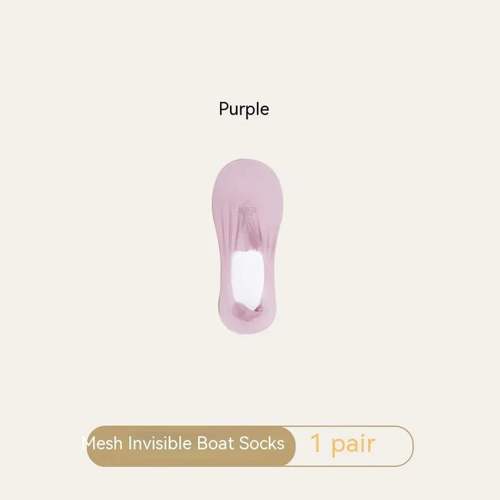 Single purple mesh invisible boat sock, one pair, minimalistic product display