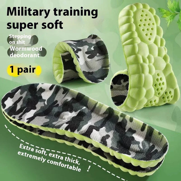 Camouflage patterned military training insoles with extra soft, thick, and comfortable design