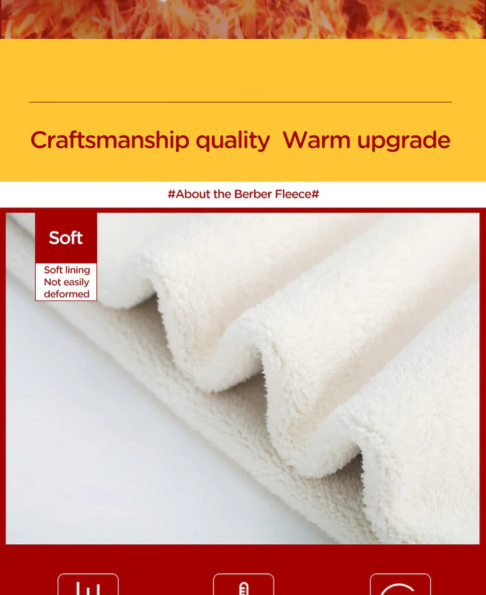 Close-up of soft, cream-colored Berber fleece fabric with textured, plush lining for warmth