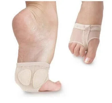 foot sleeve with cushioned pads for ball of foot support and toe separator in beige color