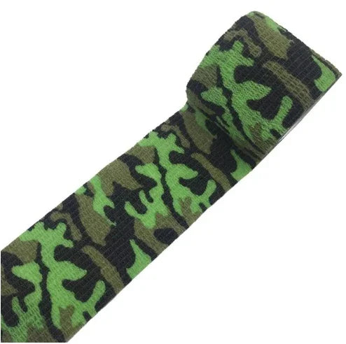 Green black camouflage self-adhesive bandage roll for outdoor or tactical use