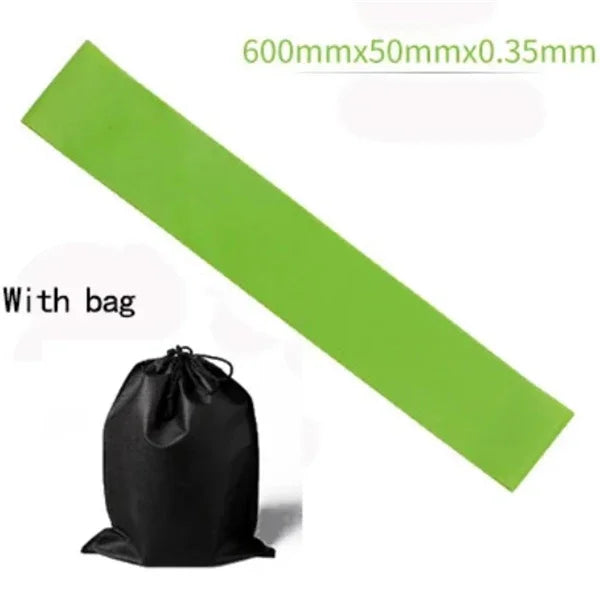 Green resistance band 600mm x 50mm x 0.35mm with black carrying bag