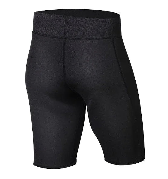 Black high-waisted compression athletic shorts with flatlock seams and smooth fabric