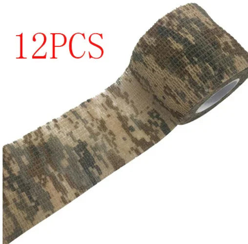 Camouflage self-adhesive bandage roll, 12PCS, outdoor hunting tactical tape