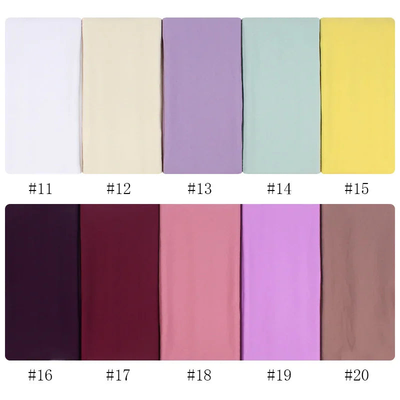 Swatches of fabric in pastel and muted colors labeled #11 to #20, including white, beige, lavender, mint, yellow, dark purple, burgundy, pink, light purple, and taupe