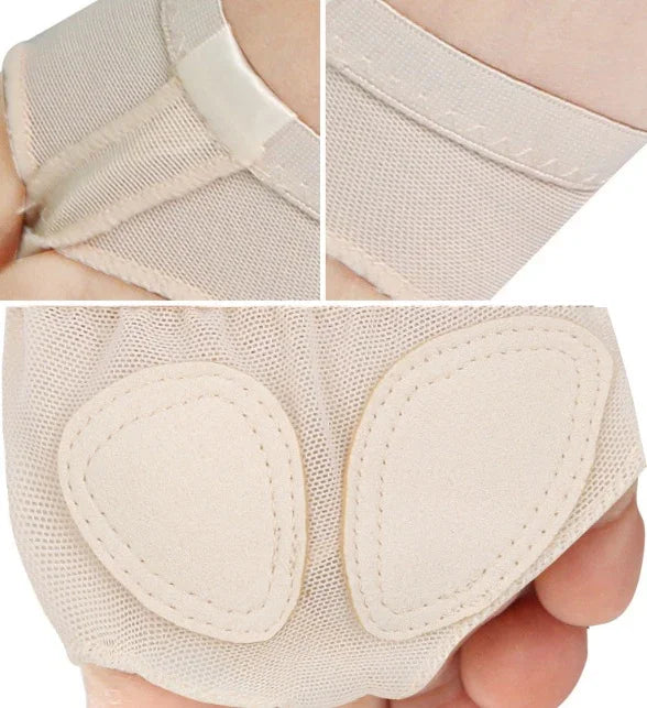 Beige seamless breathable fabric with soft padded areas and elastic edges for comfortable wear