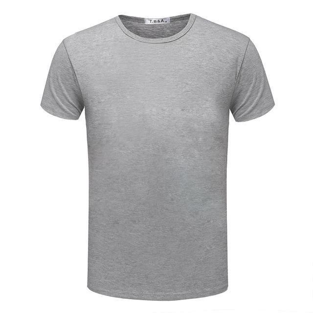 Plain light gray short sleeve crew neck T-shirt front view