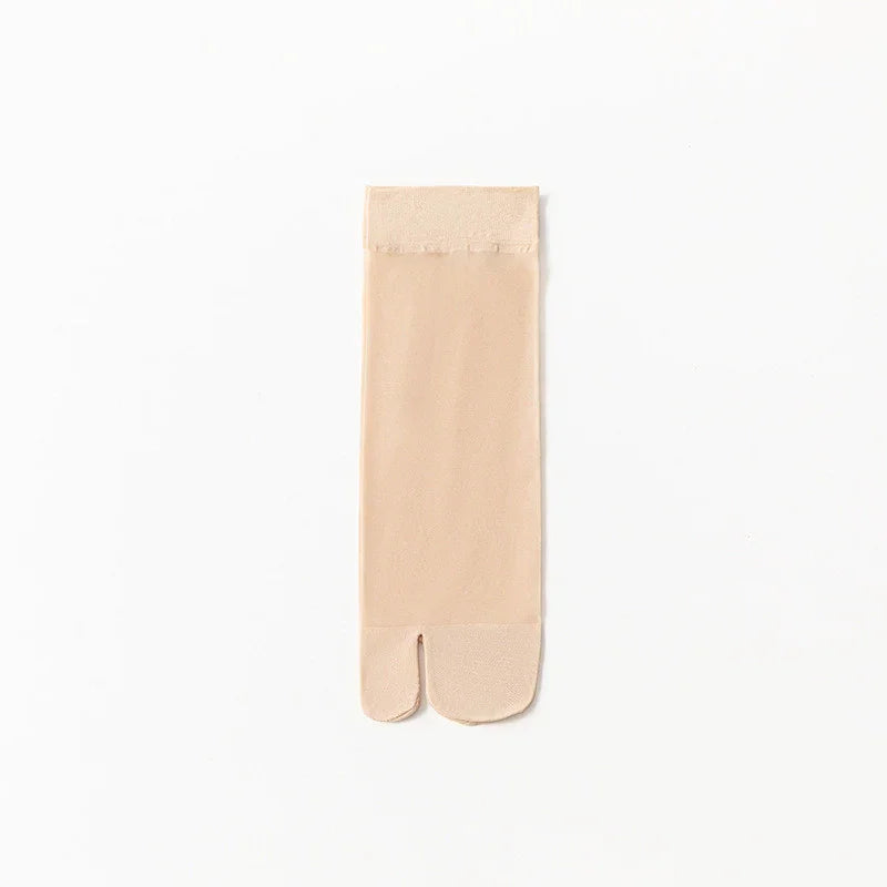 Beige tabi sock with split toe design on white background, seamless and smooth texture
