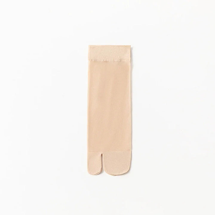 Beige tabi sock with split toe design on white background, seamless and smooth texture