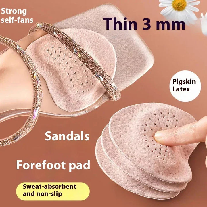 Thin 3mm pigskin latex forefoot pads for sandals, sweat-absorbent and non-slip with strong self-adhesive