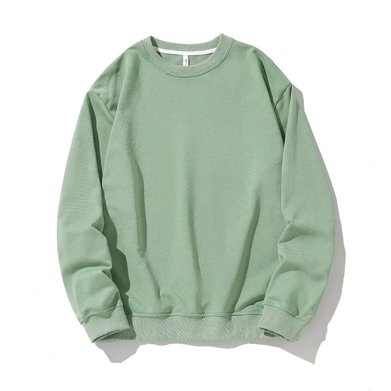 Light green long sleeve crewneck sweatshirt made of soft fabric on white background