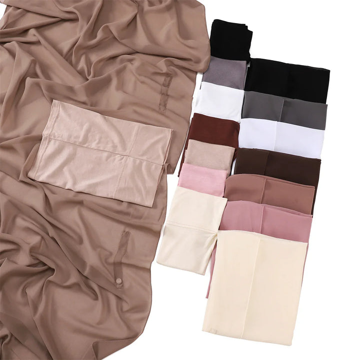 Collection of assorted sheer nylon pantyhose in various colors displayed on a white background