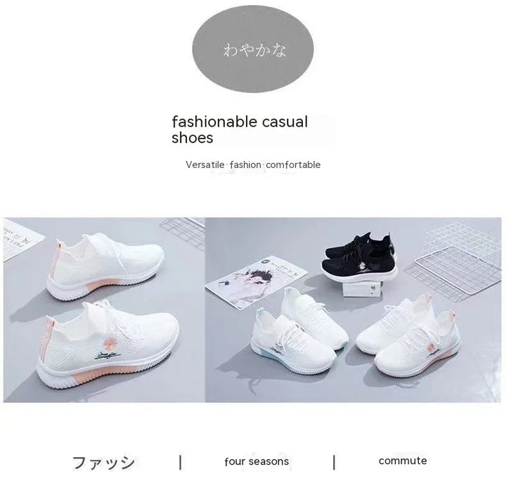 Fashionable casual shoes collection with white and black versatile lightweight sneakers for four seasons and commuting