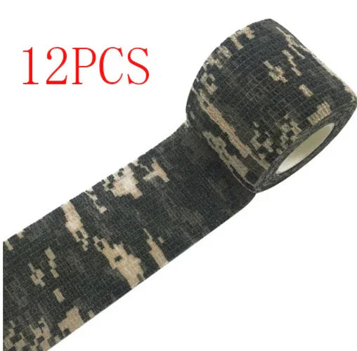 12PCS digital camouflage self-adhesive tape roll on white background
