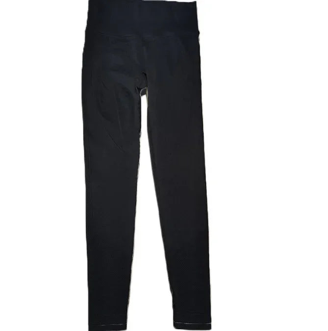 Black high-waisted seamless leggings for women, full-length fitness pants