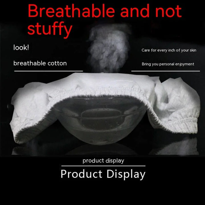 White breathable cotton fabric stretched over bowl with steam showing ventilation