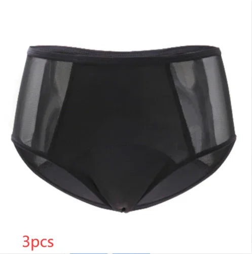 Black high-waisted women's underwear with sheer side panels, stylish and comfortable briefs