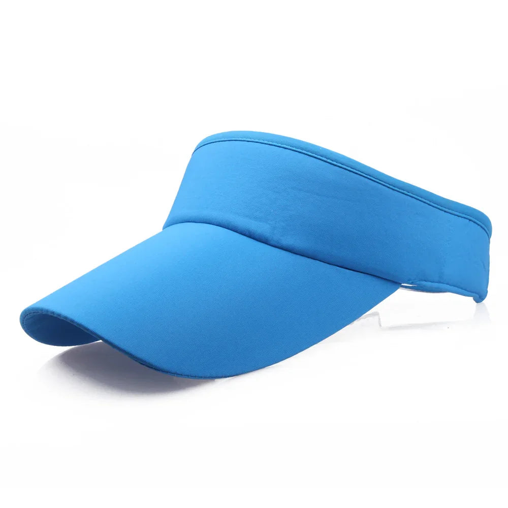 Blue sporty sun visor cap isolated on white background