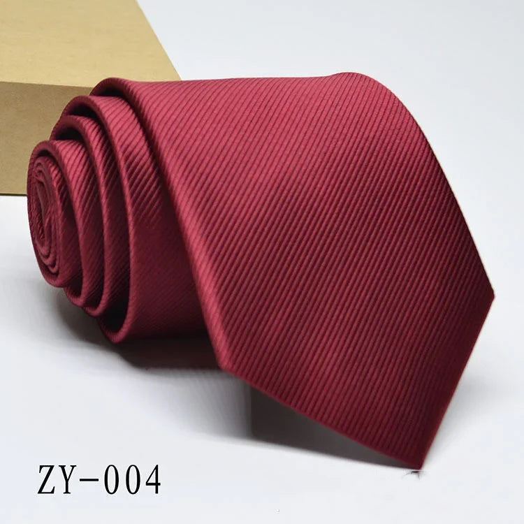 Rolled maroon striped silk necktie labeled ZY-004 on white background