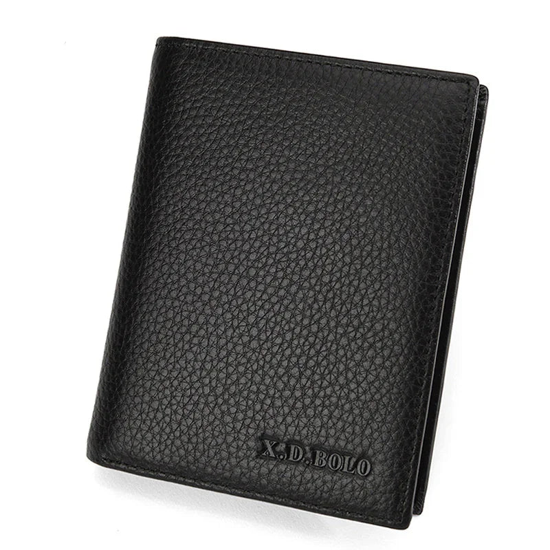 Black textured leather wallet with embossed X.D. BOLO logo on front