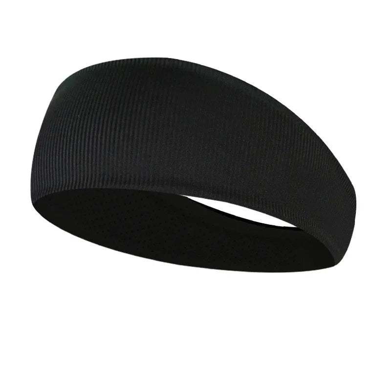 black ribbed fabric headband with breathable inner lining isolated on white