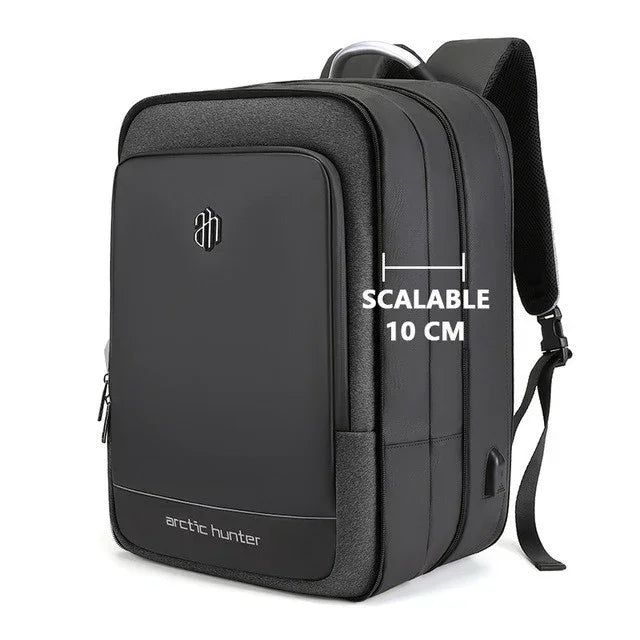 Black Arctic Hunter scalable backpack with sleek modern design and padded shoulder straps