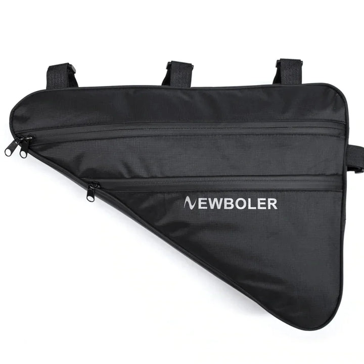 NEWBOLER black triangular bicycle frame bag with zippers and adjustable straps