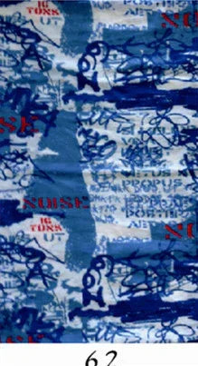 Abstract blue and white graffiti texture with red text 'LE TOURN UT' and overlapping black scribbles