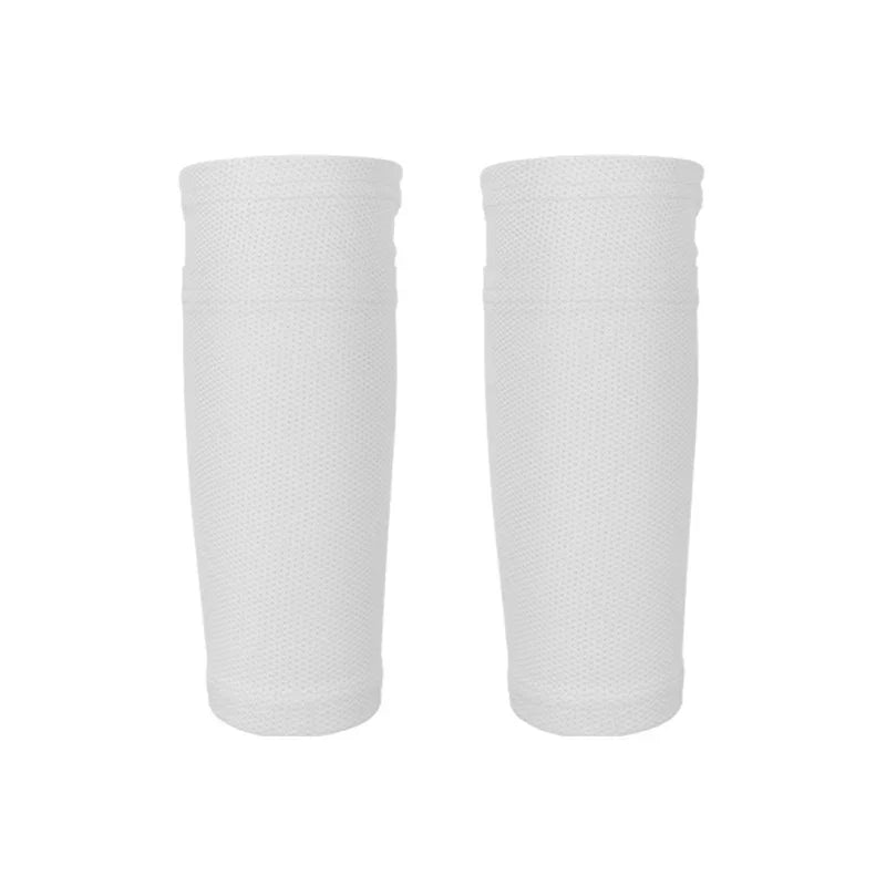 Pair of white mesh arm sleeves on white background