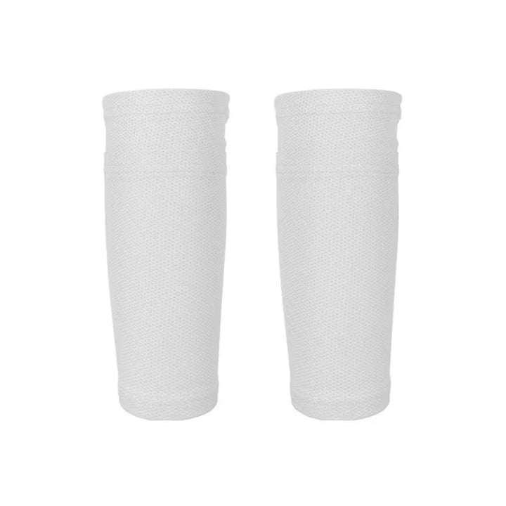 Pair of white mesh arm sleeves on white background