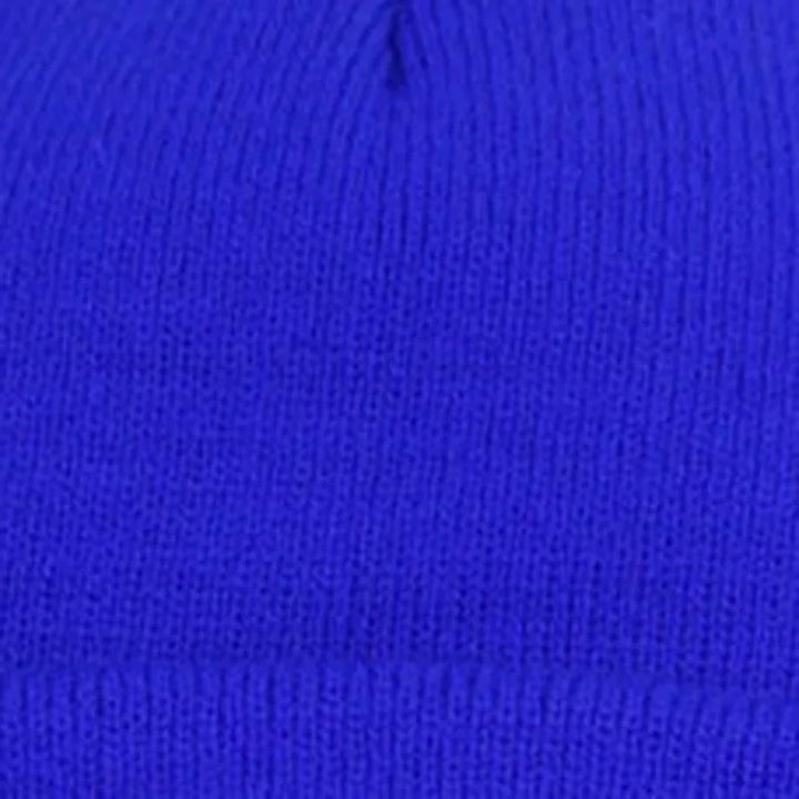 Close-up of bright blue knitted fabric texture