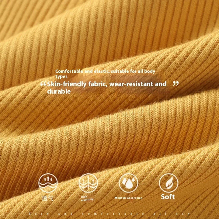 Close-up of soft, skin-friendly yellow ribbed fabric with high elasticity and moisture absorption