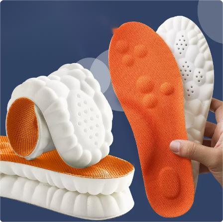 Cushioned orange and white shoe insoles for comfort and arch support