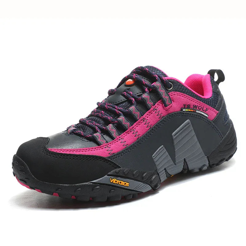 TS Wolf black and pink outdoor hiking shoe with Vibram sole and rugged design