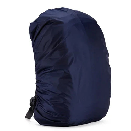 Navy blue waterproof backpack rain cover with adjustable strap