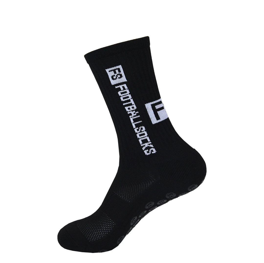 Black ankle sock with white Fatal Sports logo and anti-slip grips on sole