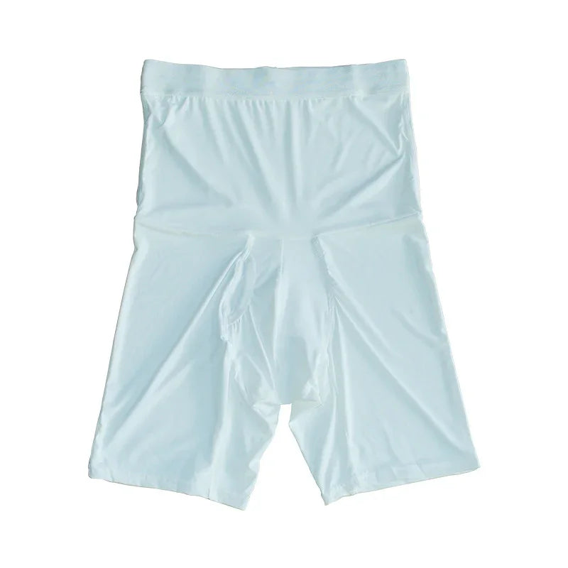 White high-waisted men's compression boxer briefs with front pouch support