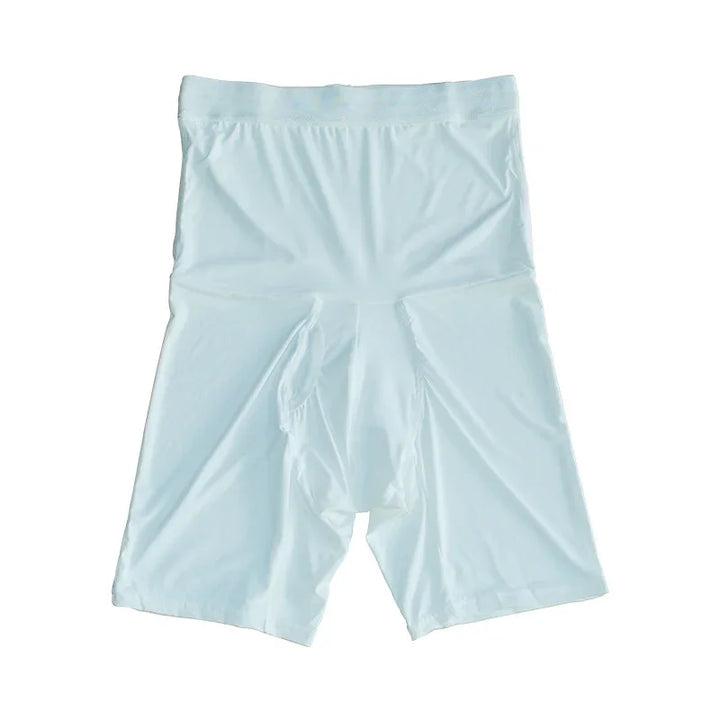 White high-waisted men's compression boxer briefs with front pouch support