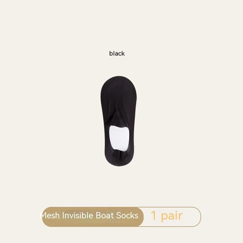 black mesh invisible boat sock single pair on beige background