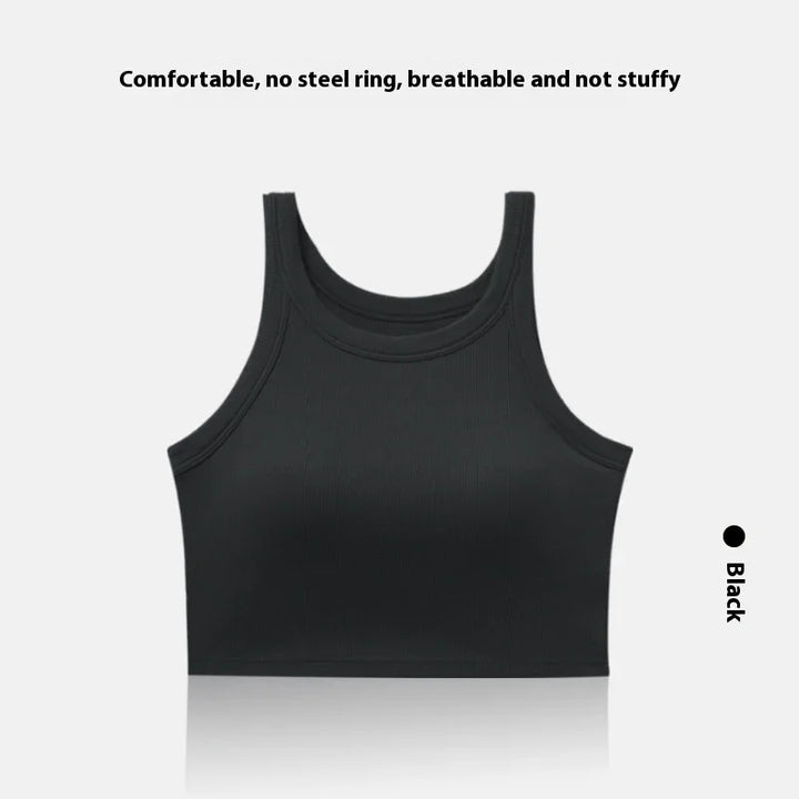 Black breathable no steel ring crop tank top for comfortable wear
