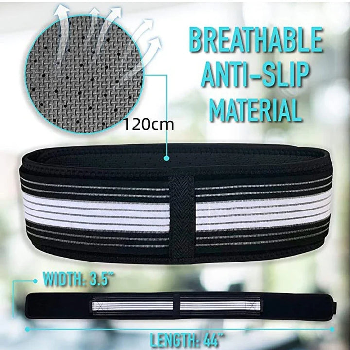 Breathable anti-slip fitness belt, black and white, 3.5 inch width, 44 inch length, 120cm