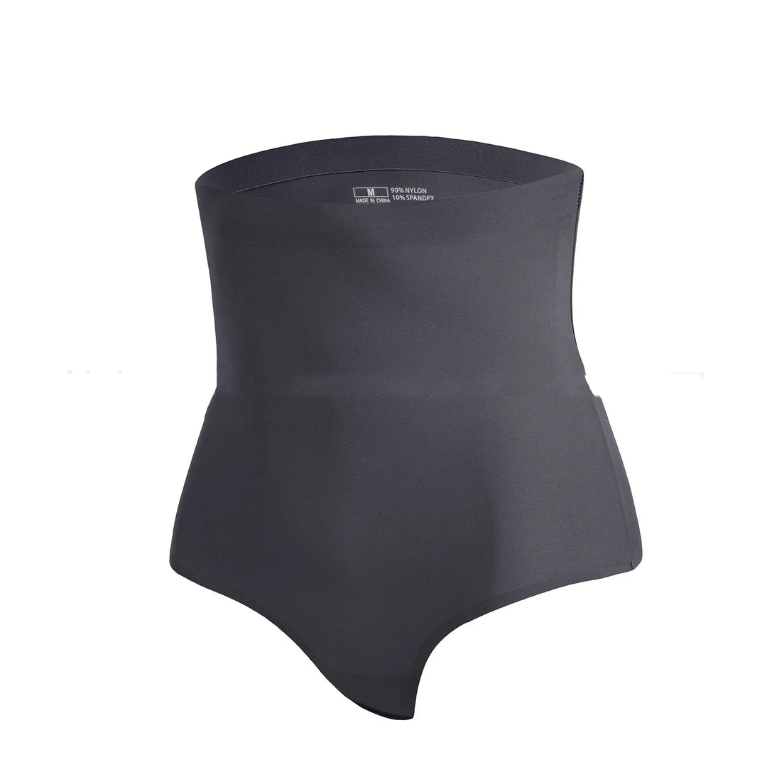 Black high-waisted seamless shapewear panty made of nylon and spandex