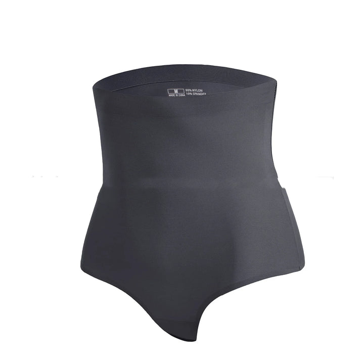Black high-waisted seamless shapewear panty made of nylon and spandex