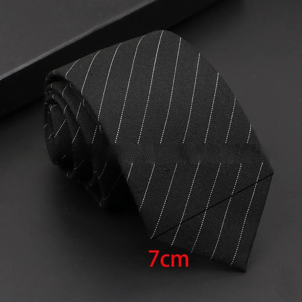Black pinstripe necktie 7cm wide on black background