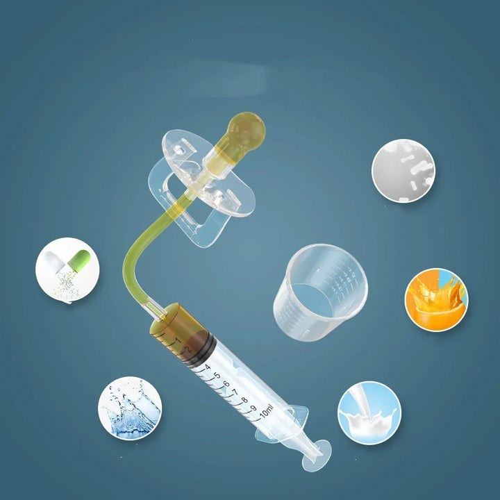 Baby medicine dispenser with pacifier and syringe design for easy liquid dosing