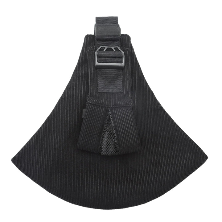 Black corduroy dog harness with adjustable strap and breathable mesh padding
