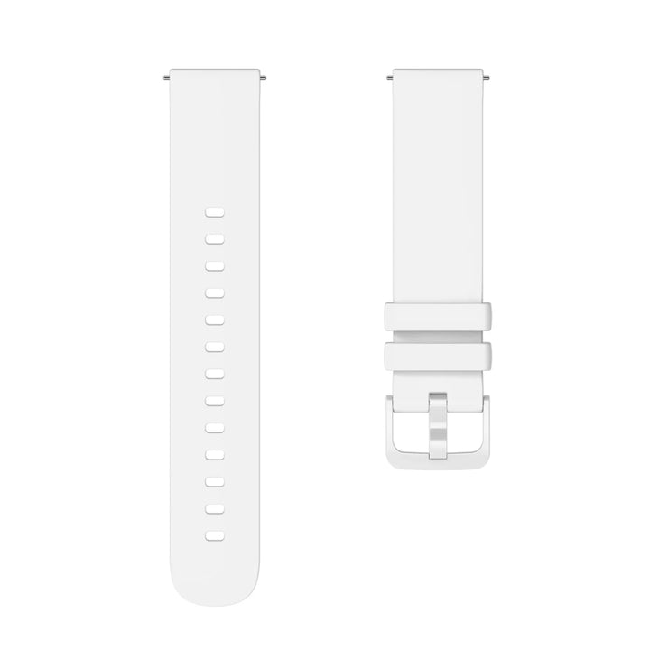 White silicone watch strap with buckle and adjustment holes for smartwatch
