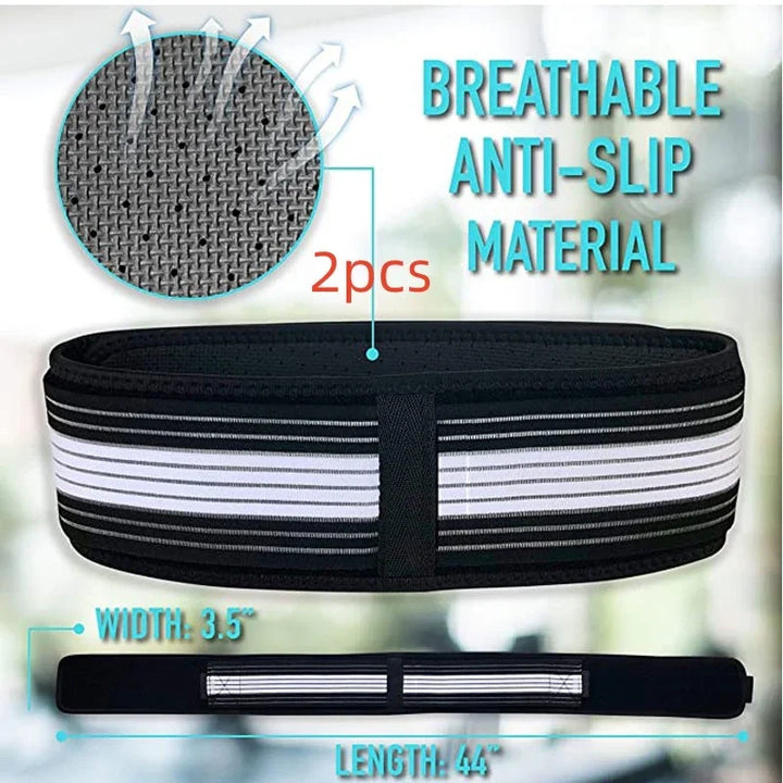 2pcs striped black and white breathable anti-slip workout bands, 3.5in wide, 44in long