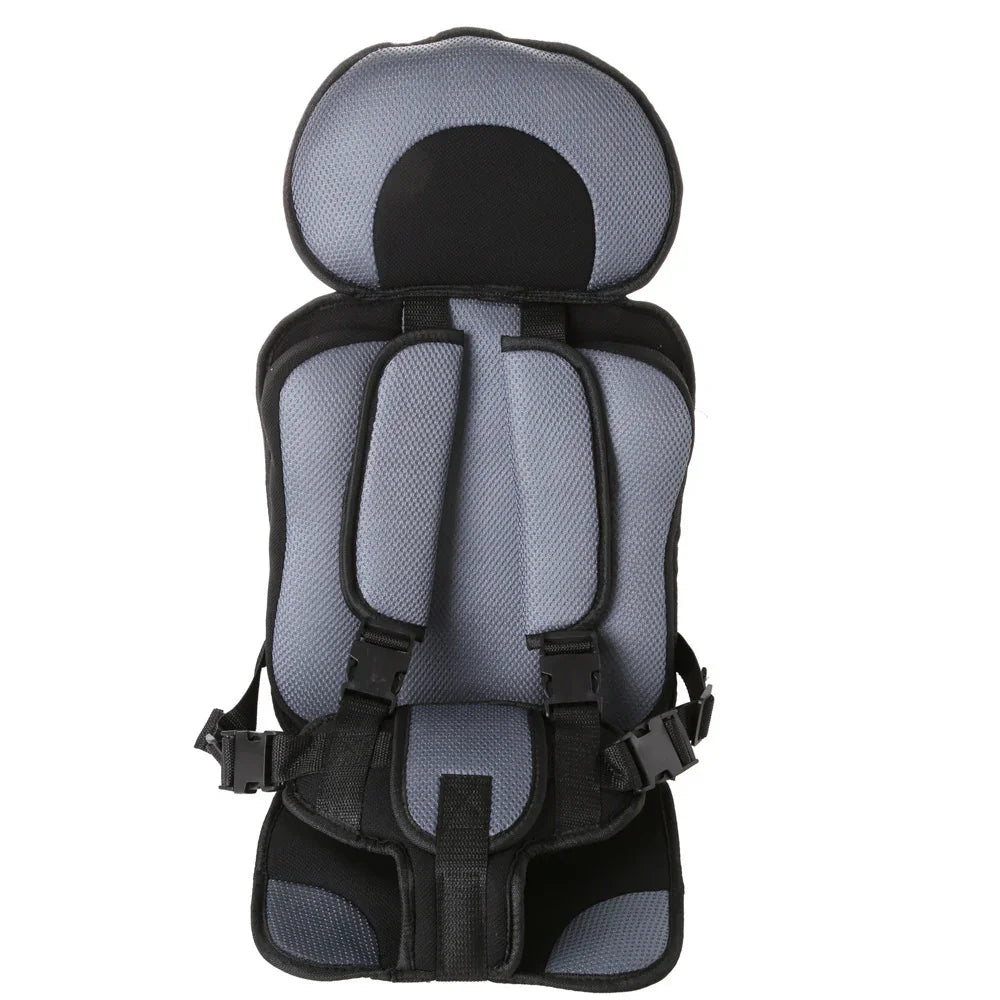 Gray and black padded child safety harness with adjustable straps and buckles